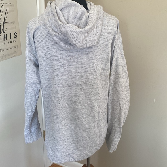 Champion Elite Gray Stripe Kangaroo Pocket Funnel Neck Pullover Hoodie - Picture 6 of 8